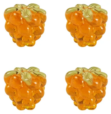 4er-Set Lampwork-Himbeerperlen, 12,5 mm, dunkelorange