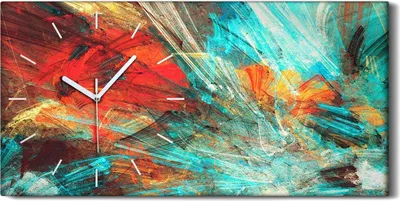 Produktbild von Dekor Leinwand Uhr Wandbilder 60x30 Foto Bild abstrakt Aquarell farbenfroh - weiße Hände