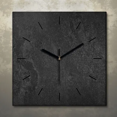 Produktbild von Wohnzimmer Leinwand Uhr Geräuschlos Küche 30x30 Schwarzer Stein, Marmor, Motive, Textur, schwarze Zeiger