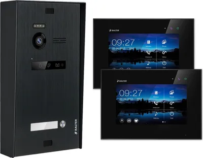 Produktbild von BALTER EVO Aufputz Schwarz 2-Draht BUS 2x 7" Monitor Schwarz Video Türsprechanlage Set 1 Familienhaus