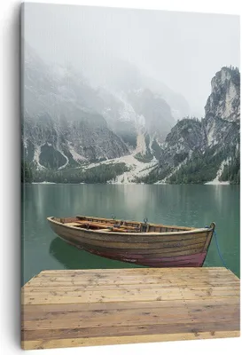 Produktbild von Bild auf Leinwand - Leinwandbild - Einteilig - Berge See Boot - 50x70cm - Wand Bild - Wanddeko - Wandbilder - Leinwanddruck - Kunstdruck - Wanddekoration - Leinwand bilder - Wandbild - PA50x70-3978