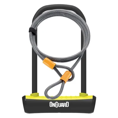 Obrázok produktu pre Zámok Onguard podkova 115 x 230 x 11 mm + lanko 1200 x 10 mm, žltý, 2 kľúče, držiak