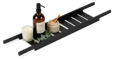 Produktbild von Badewannenregal, Bambus, schwarz, 68 cm