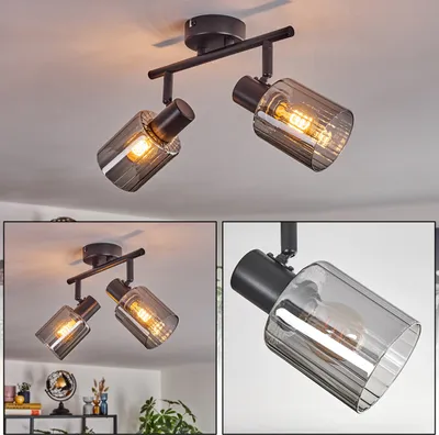 Produktbild von Canosa Deckenlampe aus Metall/Glas in Schwarz/Rauchfarben