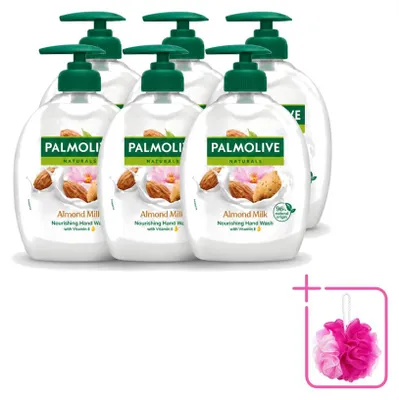 Produktbild von 6 x Palmolive Flüssigseife Amandelmilch und Aloe Vera - 300 ml - Sparpackung - 6 Stücke