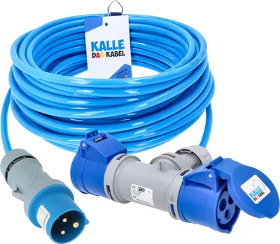 Produktbild von Kalle Verlängerungskabel CEE 230V 16A 2,5mm²  2-Fach Kupplung Extreme Blau  IP44 5 Meter