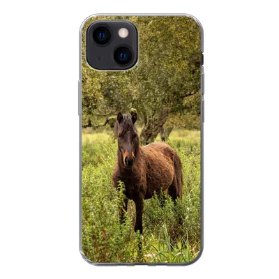 Produktbild von MuchoWow® Handyhülle Schutzhülle Hülle für iPhone 13 mini Pferd - Wald - Gras Silikon Softcase Handy Hülle - Softcase