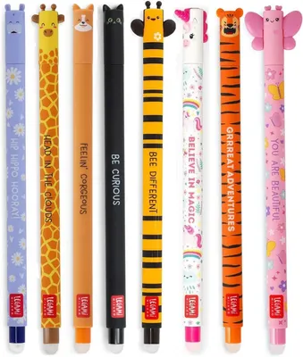 Produktbild von LEGAMI - 8er Set Gel-Radierstifte, Erasable Pen, Stifte mit radierbarer Tinte, Gelschreiber Radierbar ohne Blatt zu verbrauchen, 0,7 mm Spitze, verschiedene Tintenfarben und Tiermotive