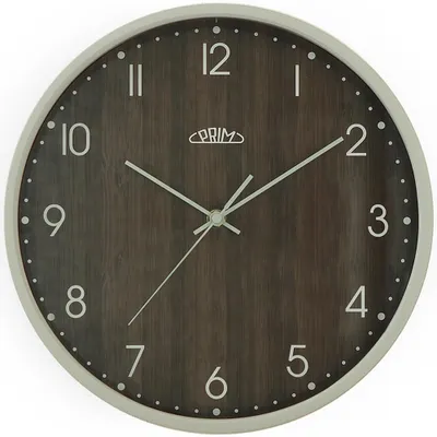 Produktbild von PRIM Colored Forest Wanduhr Holz lautlos Grau/Dunkelbraun 30,5 cm