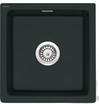 Productafbeelding van Keramische spoelbak Sabor, 1 kom, 48x45 cm, Nero (zwart), zonder afvoerbak - Elegantie en moderne stijl in uw keuken