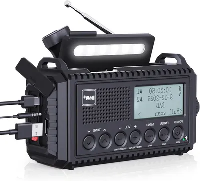 Obrázek produktu pro Přenosné rádio - Digitální přijímač - Pro poslech při outdoorových aktivitách - Baterie 5000 mAh - S funkcí svítilny - Černé