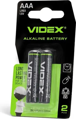 Produktbild von VIDEX LR03/AAA Alkaline-Batterie, 2 Stück, kleine Blisterverpackung