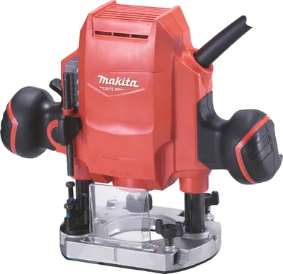 A red and black Makita router on a white background.