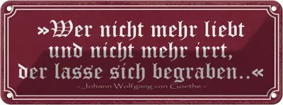 Produktbild von vianmo Blechschild 10x27 cm wer nicht mehr liebt und irrt Dekoration Spruch Zitat
