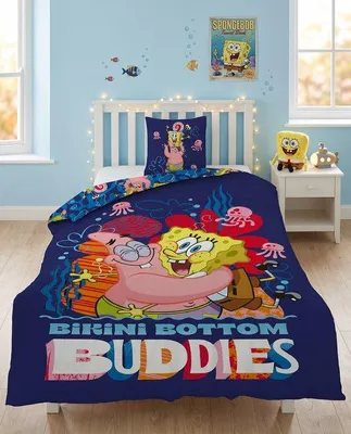 Immagine prodotto di Copertura per letto Spongebob - 140 x 200 cm - federa 65 x 65 cm - cotone poliestere