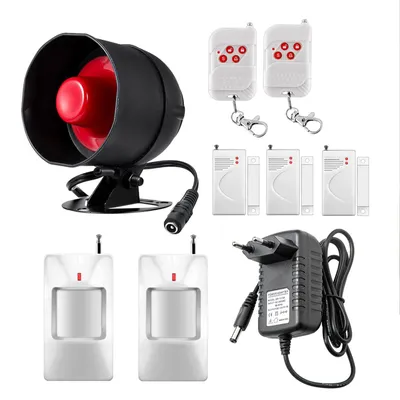 Immagine prodotto di Sistema di allarme per esterni con sirena - Set da 9 pezzi con sirena da 115 dB - Wireless