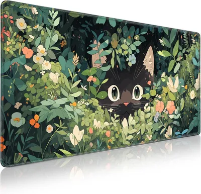Produktbild von Gaming Mauspad 900 x 400 mm, rutschfeste Unterseite, Katzendesign, für Schreibtisch