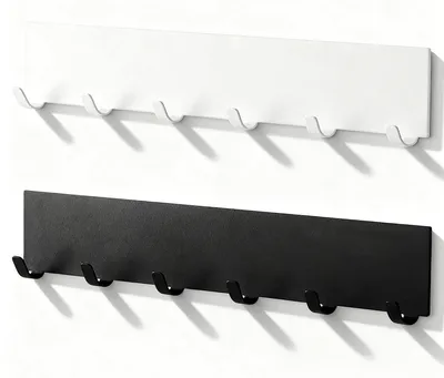 Schlüsselhalter mit 6 Haken, 2 Stück, Edelstahl, selbstklebend