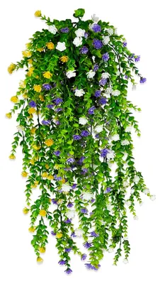 Produktbild von 3 Stück 80 cm Künstliche Hängepflanzen in Gelb, Weiß und Lila