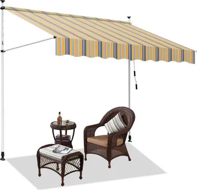 Produktbild von Jayseuw Klemmmarkise Markise Balkon UV-beständig wasserdicht Gelb Blau 300cm