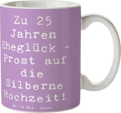 Produktbild von Mr. & Mrs. Panda Tasse Spruch 25. Hochzeitstag Silberne Hochzeit - Lavendeltraum - Geschenk, Heiraten, Kaffeetasse, Pott, Geschenke, Becher, Teetasse, Heirat, Meilenstein