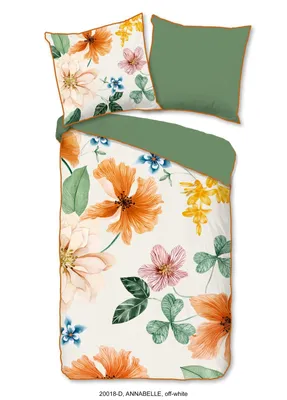 Productafbeelding van Descanso Dekbedovertrek "bloemen" - Ecru - (135x200 cm) - Biologisch Katoen satijn