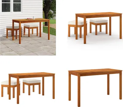 Produktbild von vidaXL 3 tlg. Garten Essgruppe mit Kissen Massivholz Akazie - Garten-Essgruppe - Garten-Essgruppen - Outdoor-Essgruppe - Terrassen-Essgruppe