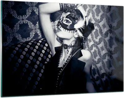Produktbild von Bilder auf glas - Frau Karneval Maske Mode - 120x80cm - Glasbilder - Wandbilder - Kunstdruck - zum Aufhängen bereit - Wanddekoration aus Glas - Glas Bilder - Wandbild auf Glas - GAA120x80-2212
