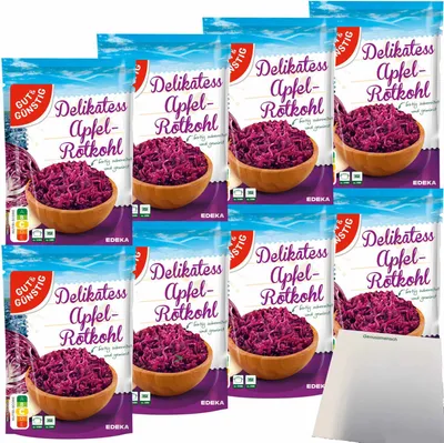 Produktbild von Gut & Günstig Delikatess Apfelrotkohl fruchtig-frisch tafelfertig 8er Pack (8x400g Packung) + usy Block