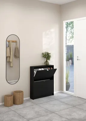 Productafbeelding van Schoenenkast Shoes Mat Zwart 2-vakken - Giga Living