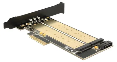 Produktbild von PCIe x4 > 1 x M.2 Key B 1 x M.2 Key M Low Profile Form Faktor Delock