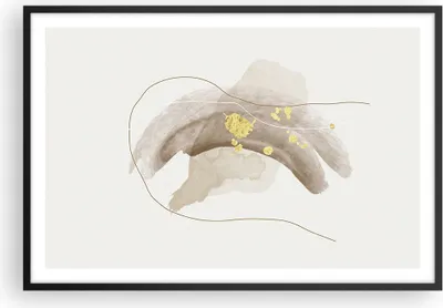 Produktbild von Gerahmtes Poster - Schwarzer Rahmen - Braun Abstraktion Gold - 91,5x61 cm - Wand Bild - Wanddeko - Wandbilder - Kunstposter - Wandposter - Bilderrahmen - Bilder - Kunstdruck - P2BAA91x61-4910