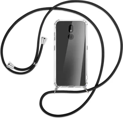 Produktbild von Handykette Backcover-Schutzhülle mit Band (Metall silberfarben) für Nokia 3.2 32GB - schwarz