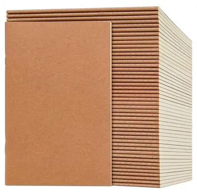 Productafbeelding van Notitieboekje A5, blanco, set van 50 stuks. Notitieboekje met 30 bladzijden, bruin kartonnen omslag, 80 g/m²