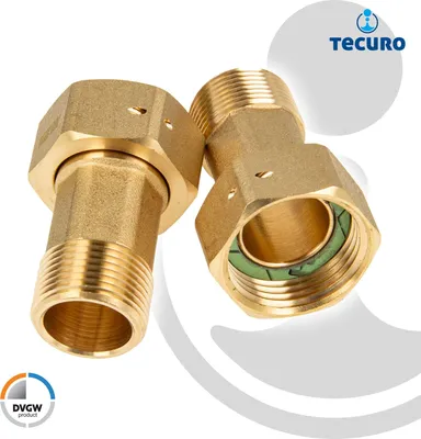 Produktbild von tecuro Wasserzähler Verschraubungen 1 Zoll ÜWM x 3/4 Zoll AG - 2-er Set, MS-blank