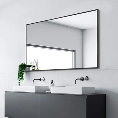 Produktbild von Famanu Wandspiegel Rechteckig mit Metallrahmen - Schwarz, 36" x 24"