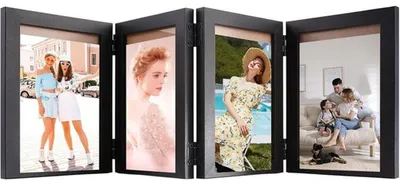 Produktbild von Famanu Fotoliste für 4 Fotos 10x15 cm - Klappbar, MDF Schwarz, Stehend oder Liegend