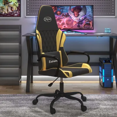 Produktbild von Möbel Gaming-Stuhl Schwarz und Golden Kunstleder - Bürostühle 3143777