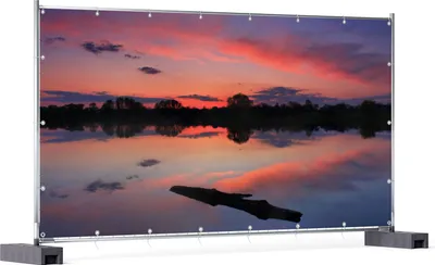 Produktbild von Wallario XXL Outdoor-Poster für Garten oder Balkon, Motiv Abendhimmel über einem See, in ca. 340 x 173 cm