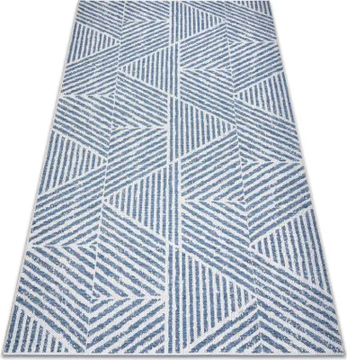 Zdjęcie produktu dla Dywan Sznurkowy SIZAL COLOR 47176360 Linie, trójkąty, zygzak beż /  niebieski 60x110 cm