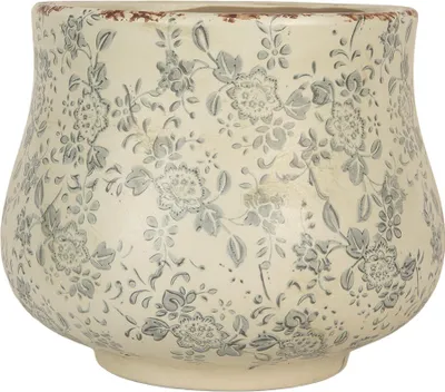 Zdjęcie produktu dla Clayre & Eef Doniczka Ø 21x17 cm Kwiaty ceramiczne beżowe