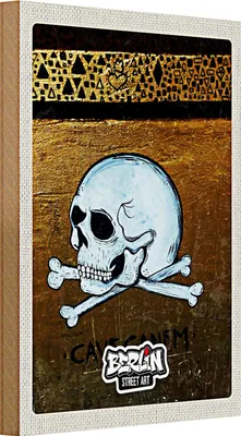 Produktbild von Holzschild Reise 20x30cm Berlin Graffiti Totenkopf Street Art