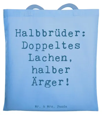 Produktbild von Mr. & Mrs. Panda dokumententasche Spruch Halbbruder Lachen - Sky Blue - Geschenk, Familie, Handarbeit, Beutel, Freude, Ärger, Laptoptasche, Geschwister, Tote Bag, Tasche