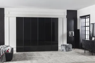 Productafbeelding van Kledingkast, kast, 264 cm, kasten, meubels, slaapkamer, zwarte houten kast