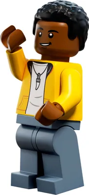 A LEGO minifigure of a person waving.