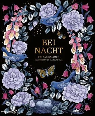 Produktbild von Malbuch Bei Nacht: Pflanzen & Blumen mit schwarzem Hintergrund, 32 ganzseitige Illustrationen