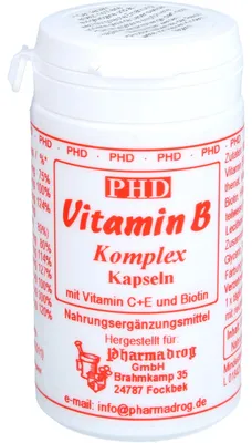 Image de PHD Complexe de vitamines B avec vitamines C + E et biotine en gélules, 60 gélules