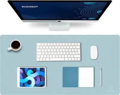 Zdjęcie produktu dla Mata stołowa Knodel PVC 80x40cm wodoodporna dwustronna jasnoniebieska/srebrna