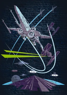 Produktbild von Disney Fototapete Star Wars X-wing Dunkelblau und Lila - 610054 - 200 x 280 cm