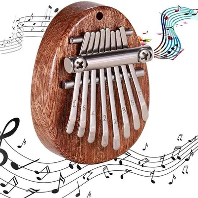 Zdjęcie produktu dla Mini kalimba – przenośna, drewniana pianinka kieszonkowa – 8 klawiszy – instrument perkusyjny palcami – idealna dla dzieci – lekka